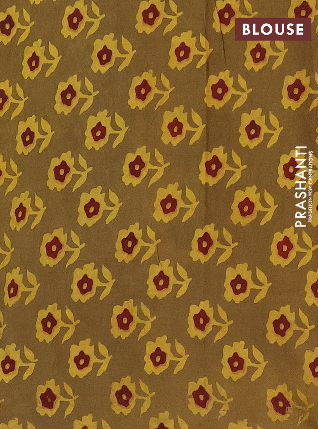 Jaipur cotton saree mehendi green and black with butta prints and printed border