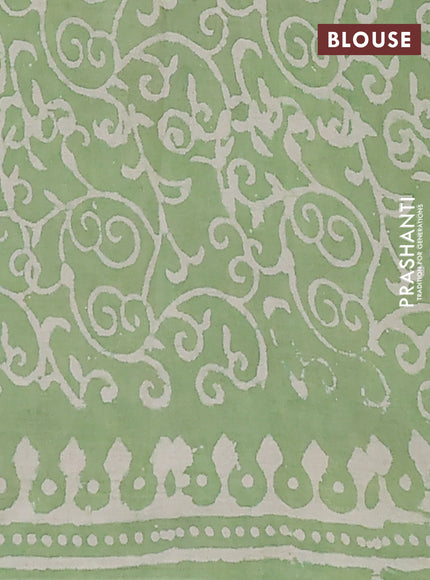 Jaipur cotton saree green and beige with allover warli prints and printed border