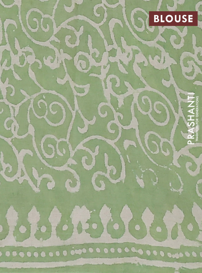 Jaipur cotton saree green and beige with allover warli prints and printed border