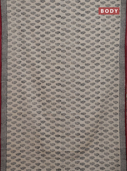 Jaipur cotton saree beige black and marron with allover paisley prints and printed border