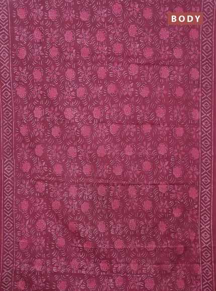 Jaipur cotton saree mauve pink with allover dabu prints and printed border