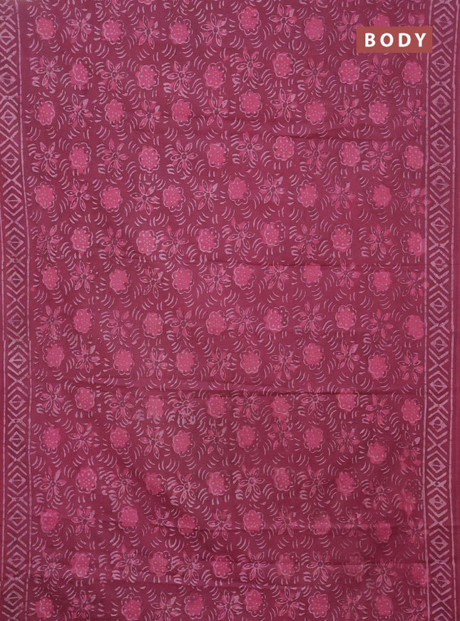 Jaipur cotton saree mauve pink with allover dabu prints and printed border