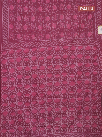 Jaipur cotton saree mauve pink with allover dabu prints and printed border