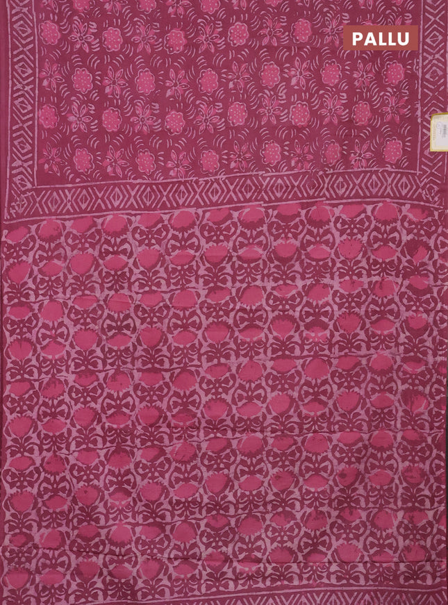 Jaipur cotton saree mauve pink with allover dabu prints and printed border