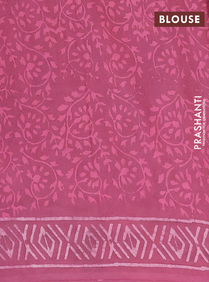 Jaipur cotton saree mauve pink with allover dabu prints and printed border