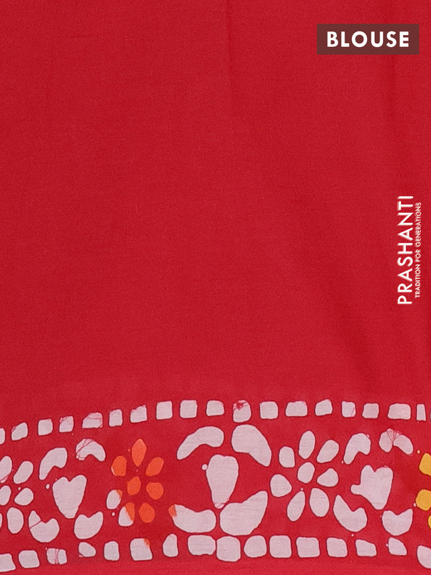 Jaipur cotton saree red with batik prints and printed border