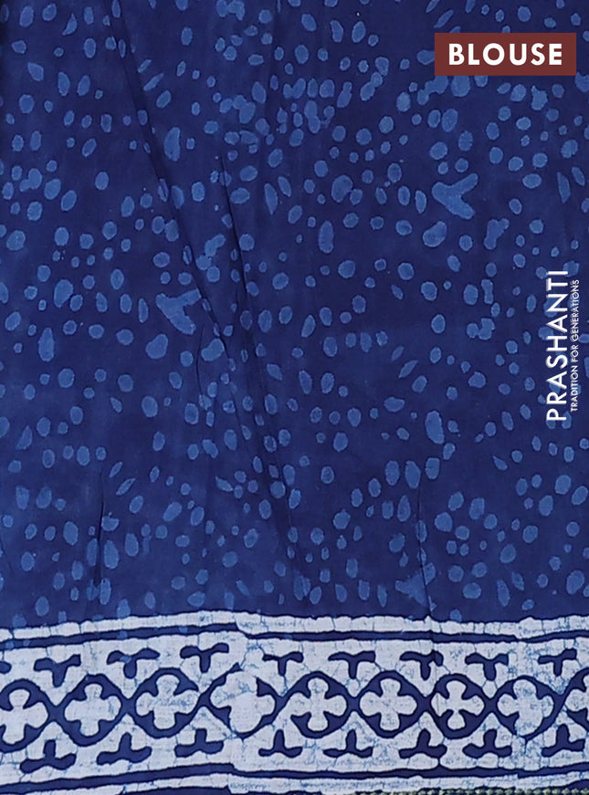 Jaipur cotton saree indigo blue with allover prints and printed border