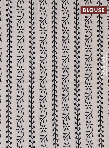 Jaipur cotton saree beige marron and black with allover stripe pattern and printed border