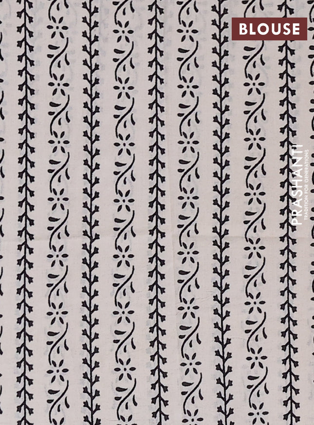 Jaipur cotton saree beige marron and black with allover stripe pattern and printed border