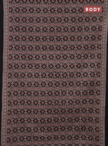 Jaipur cotton saree black and grey with allover prints and printed border