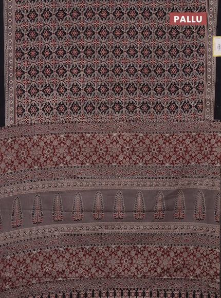 Jaipur cotton saree black and grey with allover prints and printed border