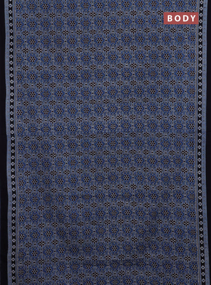 Jaipur cotton saree indigo blue and black with allover prints and printed border