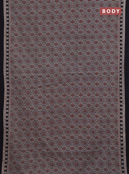 Jaipur cotton saree grey and black with allover prints and printed border