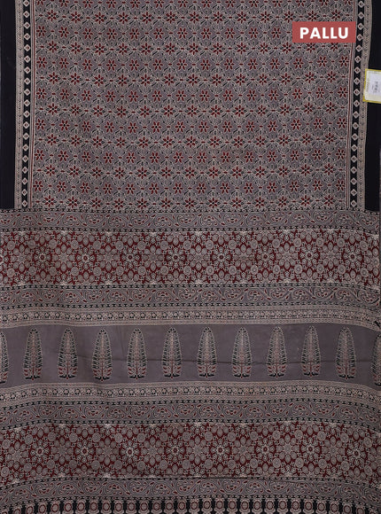 Jaipur cotton saree grey and black with allover prints and printed border