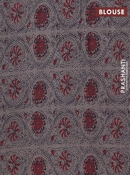 Jaipur cotton saree grey and black with allover prints and printed border