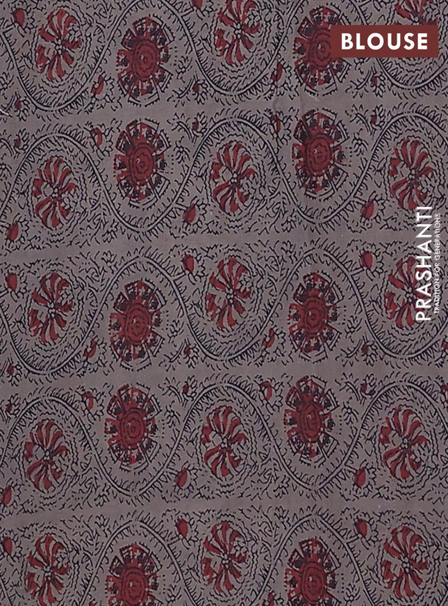 Jaipur cotton saree grey and black with allover prints and printed border