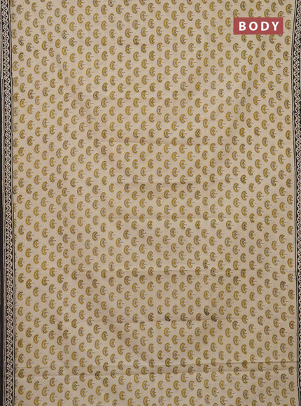 Jaipur cotton saree beige and black with allover butta prints and printed border