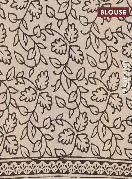 Jaipur cotton saree beige and black with allover butta prints and printed border