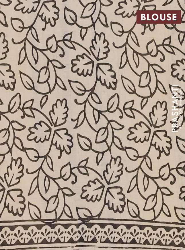 Jaipur cotton saree beige and black with allover butta prints and printed border