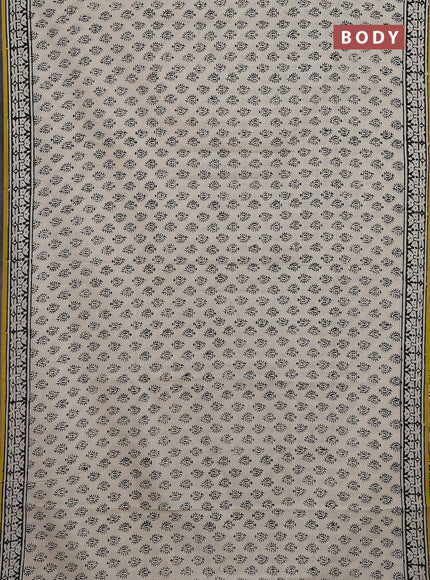 Jaipur cotton saree beige and black with allover butta prints and printed border