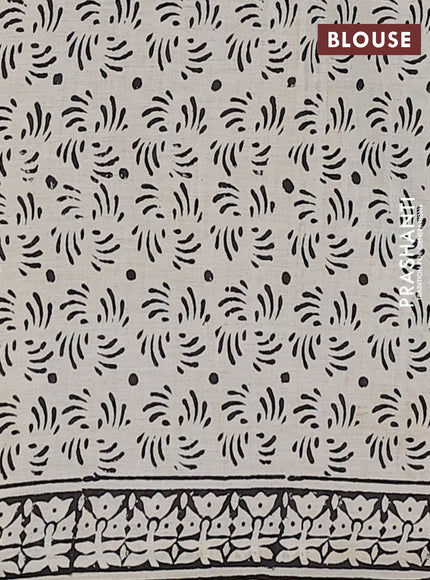 Jaipur cotton saree beige and black with allover butta prints and printed border