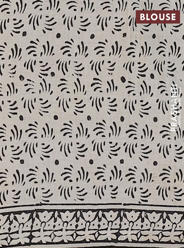 Jaipur cotton saree beige and black with allover butta prints and printed border