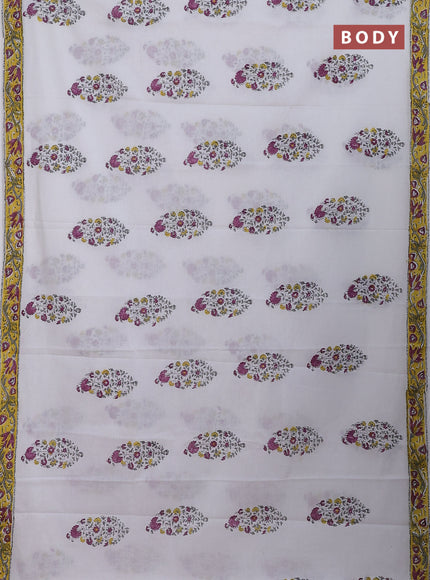 Jaipur cotton saree off white and yellow with butta prints and printed border
