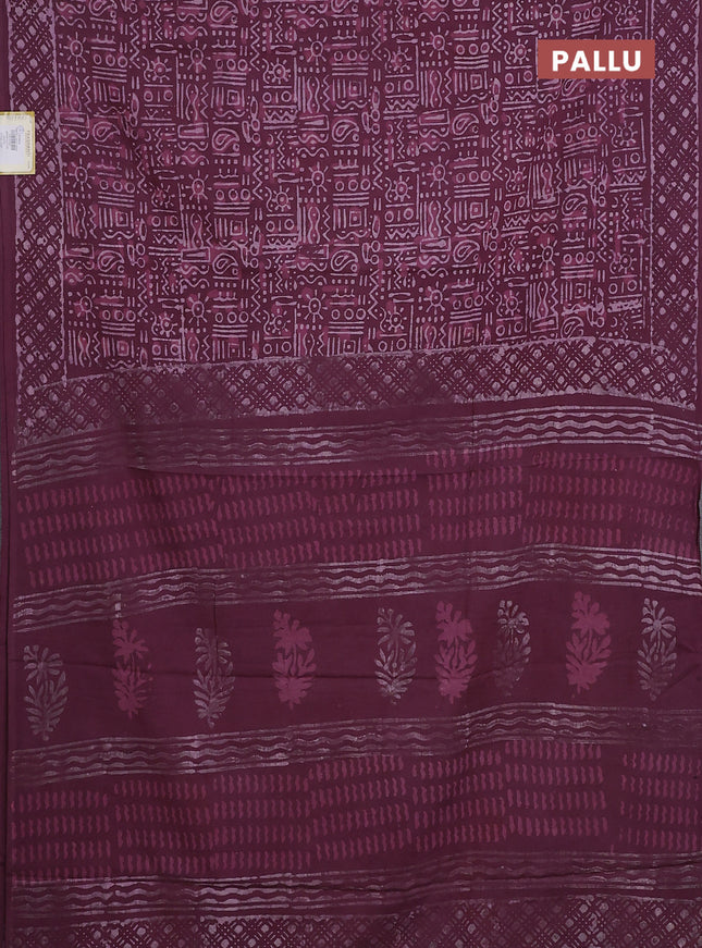 Jaipur cotton saree mauve pink with allover batik prints and printed border