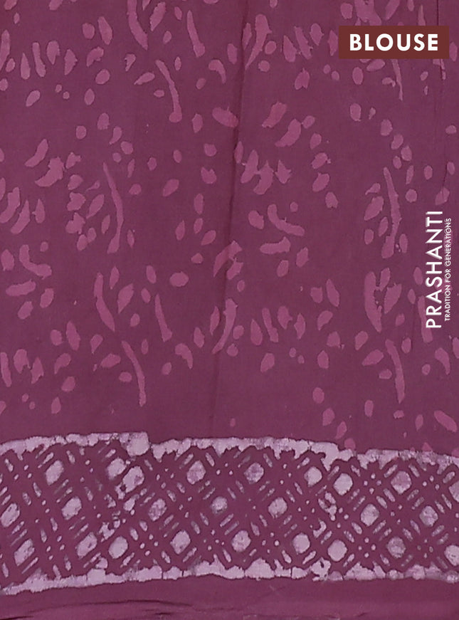 Jaipur cotton saree mauve pink with allover batik prints and printed border