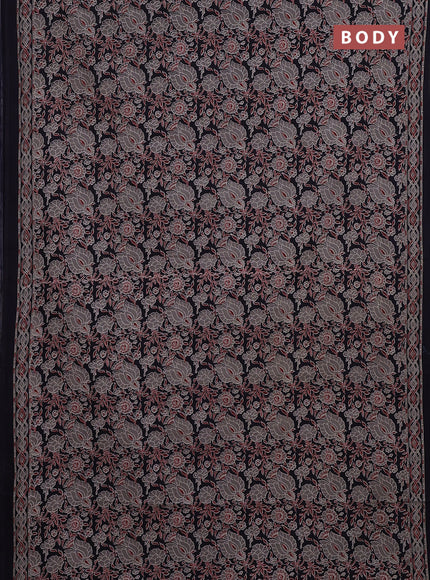 Jaipur cotton saree black with allover kalamkari prints and printed border