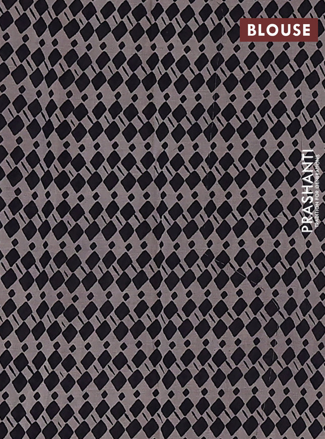 Jaipur cotton saree black with allover kalamkari prints and printed border