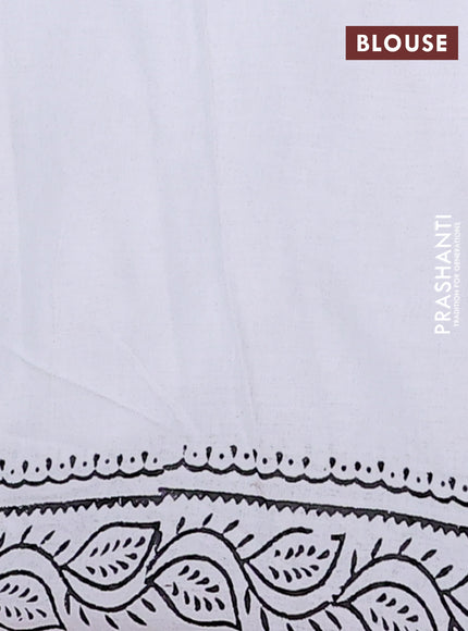 Jaipur cotton saree off white and marron with warli butta prints and printed border