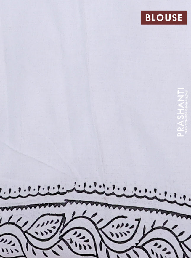 Jaipur cotton saree off white and marron with warli butta prints and printed border