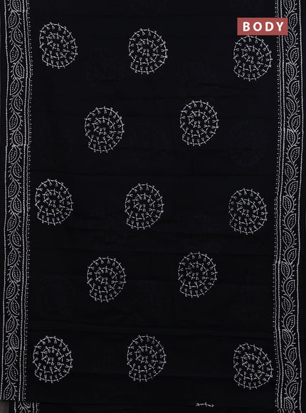 Jaipur cotton saree black and white with warli butta prints and printed border