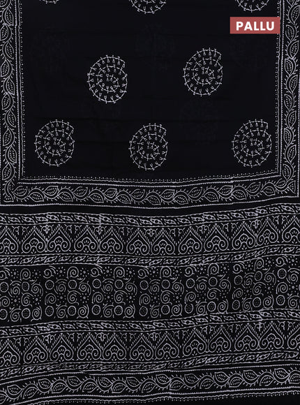 Jaipur cotton saree black and white with warli butta prints and printed border