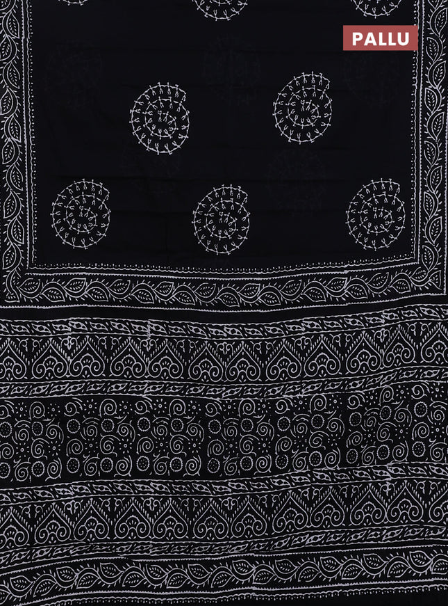 Jaipur cotton saree black and white with warli butta prints and printed border