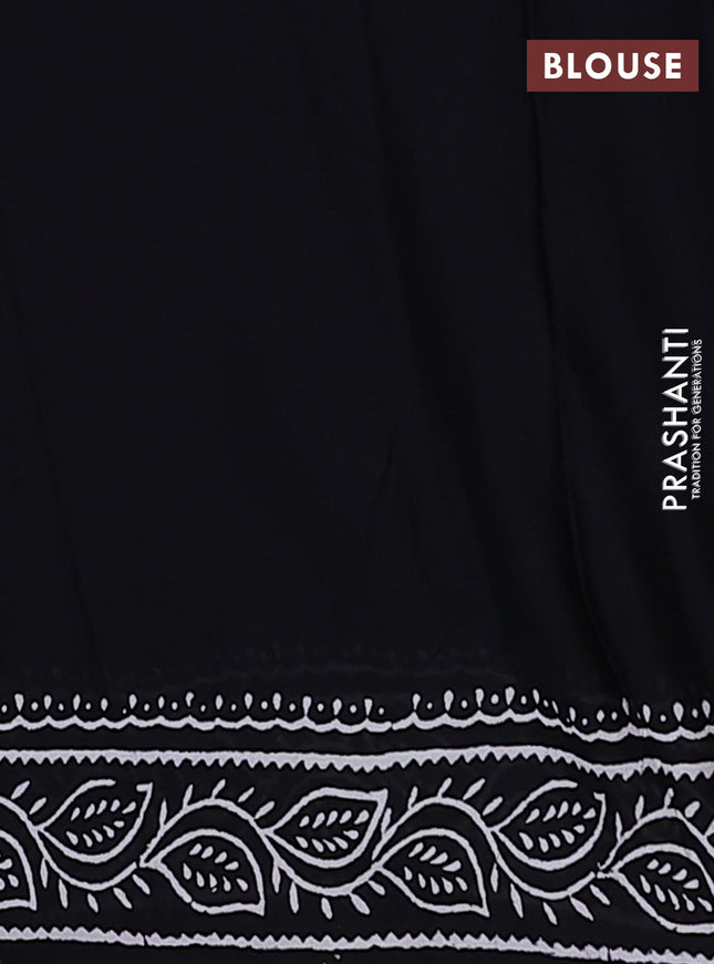 Jaipur cotton saree black and white with warli butta prints and printed border