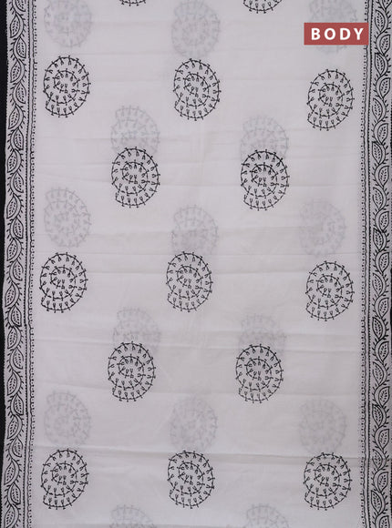 Jaipur cotton saree off white and black with warli butta prints and printed border