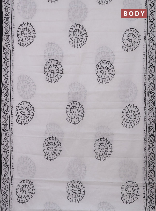 Jaipur cotton saree off white and black with warli butta prints and printed border