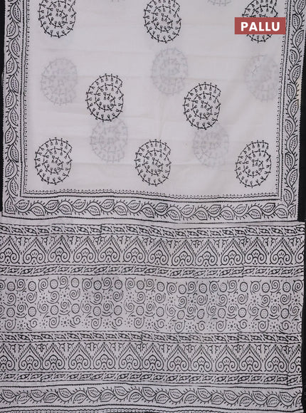 Jaipur cotton saree off white and black with warli butta prints and printed border