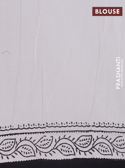 Jaipur cotton saree off white and black with warli butta prints and printed border