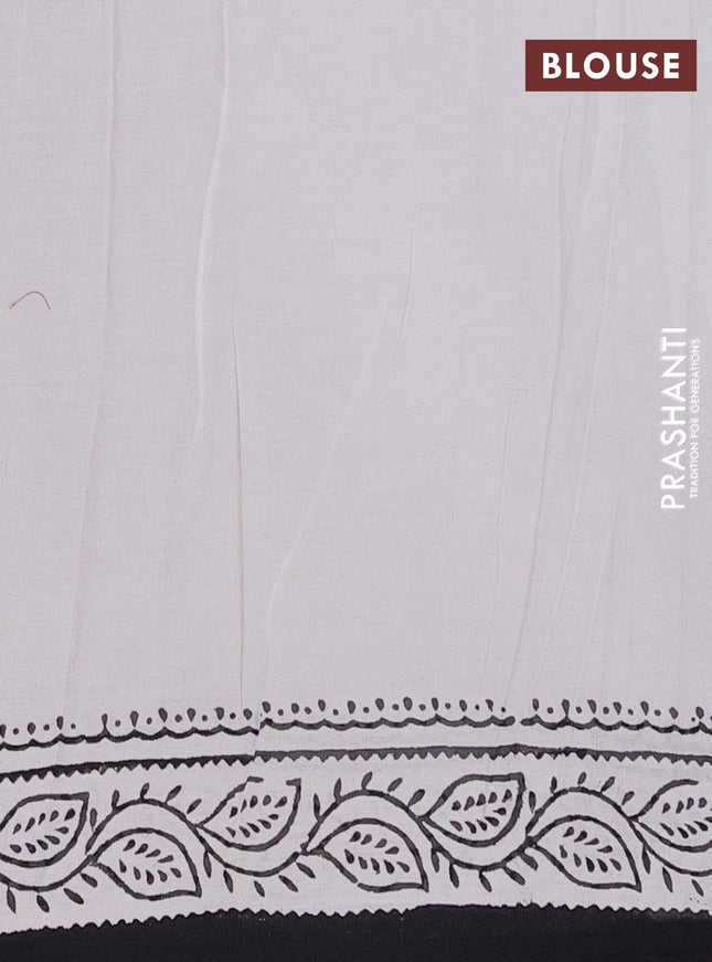 Jaipur cotton saree off white and black with warli butta prints and printed border