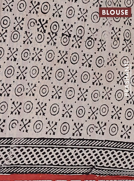 Jaipur cotton saree marron and black with allover kalamkari prints and printed border