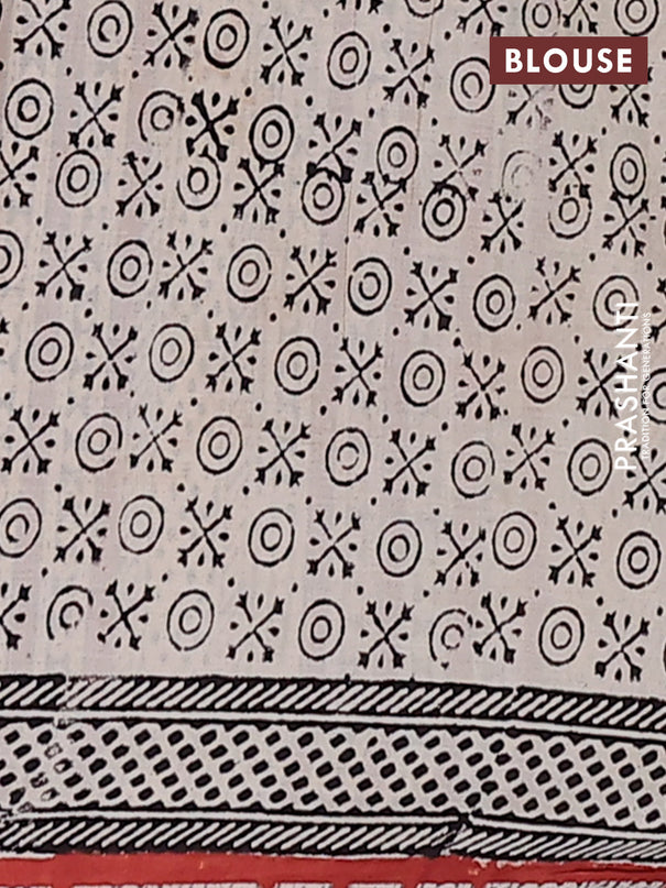 Jaipur cotton saree marron and black with allover kalamkari prints and printed border