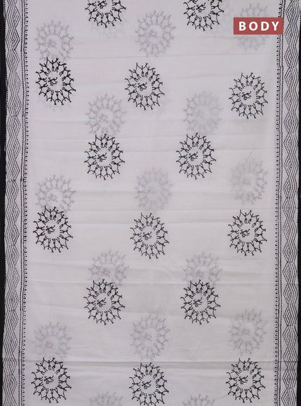 Jaipur cotton saree off white and black with warli butta prints and printed border