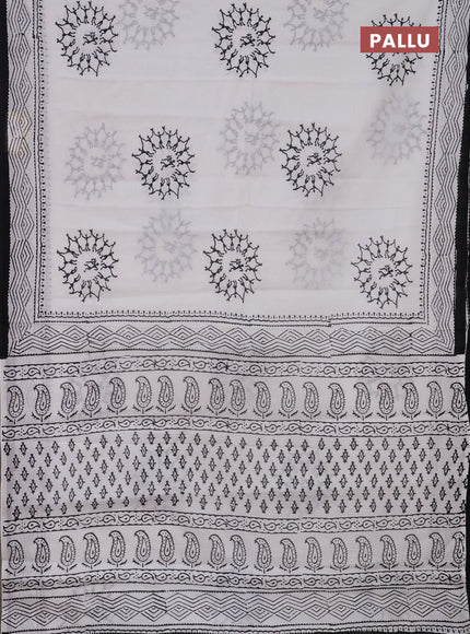 Jaipur cotton saree off white and black with warli butta prints and printed border