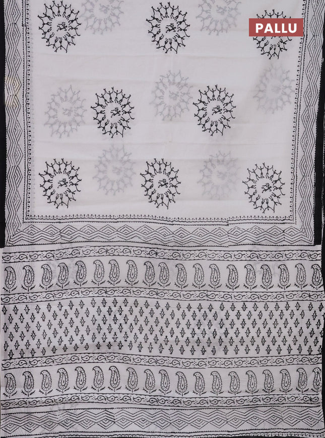 Jaipur cotton saree off white and black with warli butta prints and printed border