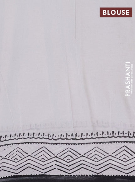 Jaipur cotton saree off white and black with warli butta prints and printed border