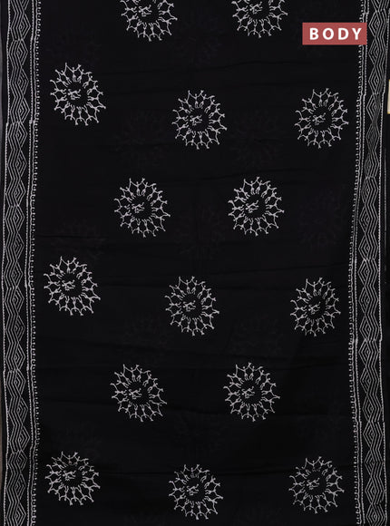 Jaipur cotton saree black with warli butta prints and printed border