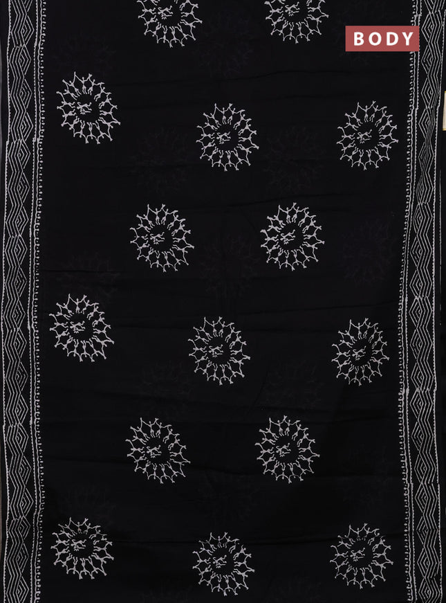 Jaipur cotton saree black with warli butta prints and printed border